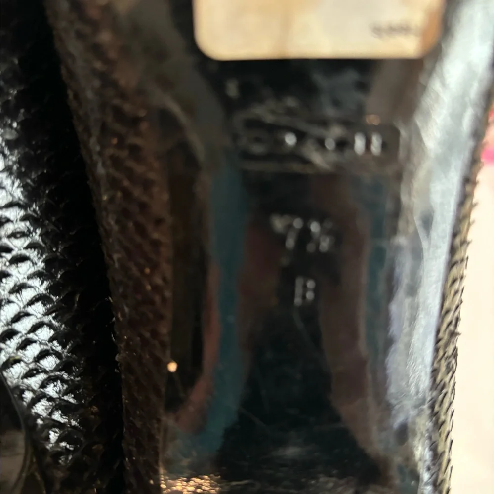COACH Stela Sz 7.5 Black Textured Women's Heels